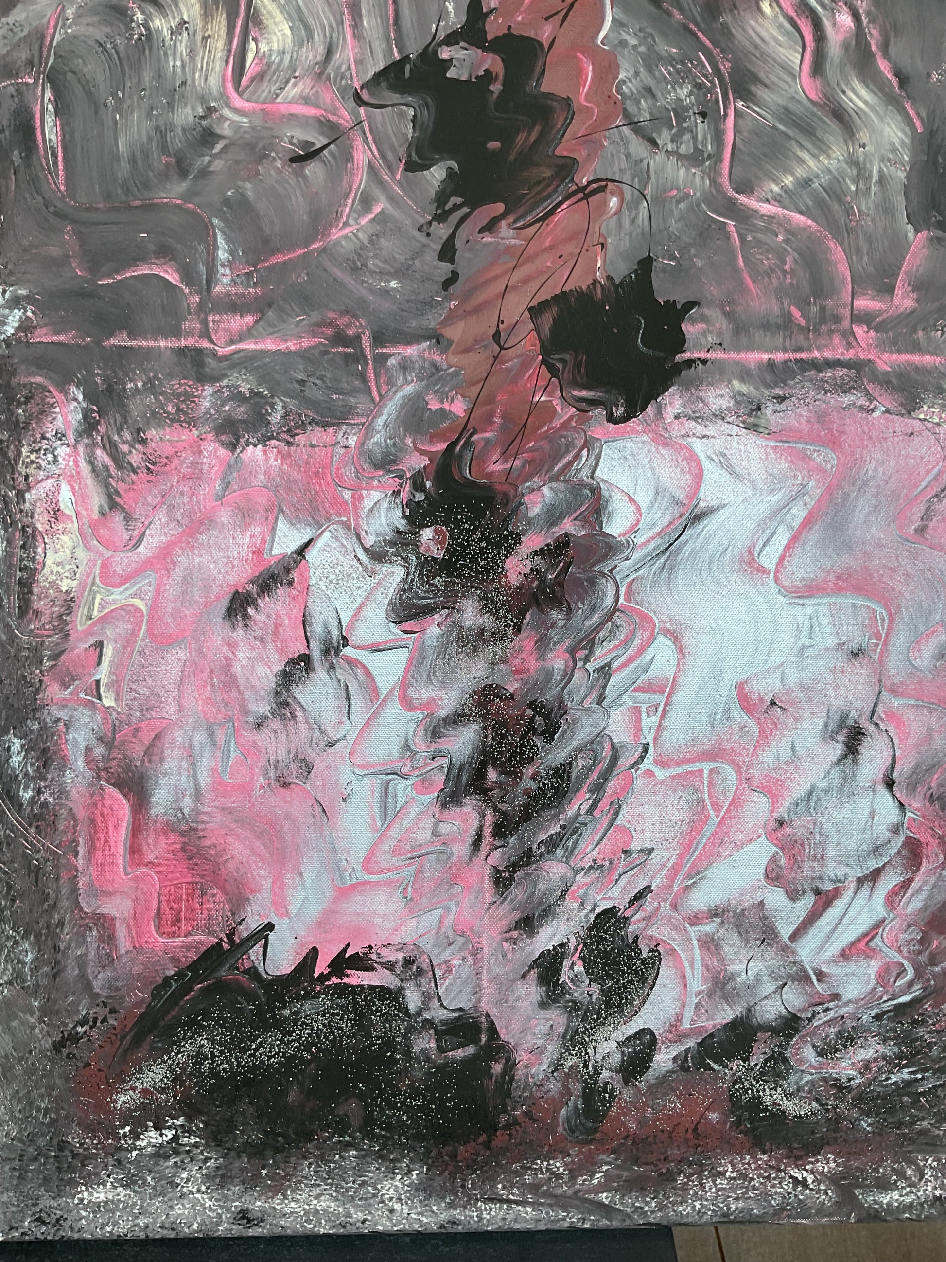 Abstraktes Acrylgemälde Aschenrosen – handgemalt, Unikat, signiert | AcrylSeele