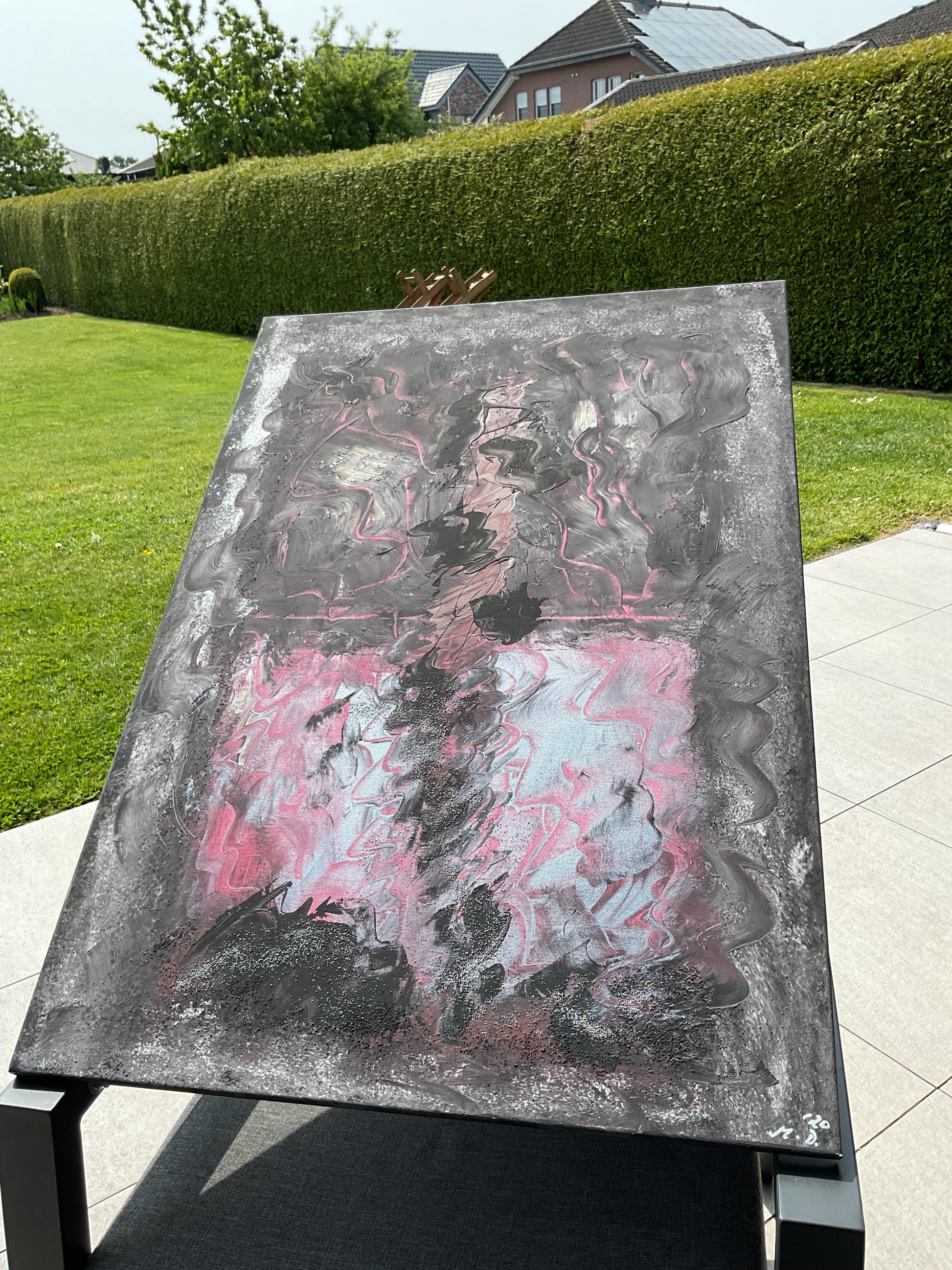 Abstraktes Acrylgemälde "Aschenrosen" – handgemalt, Unikat, signiert | AcrylSeele