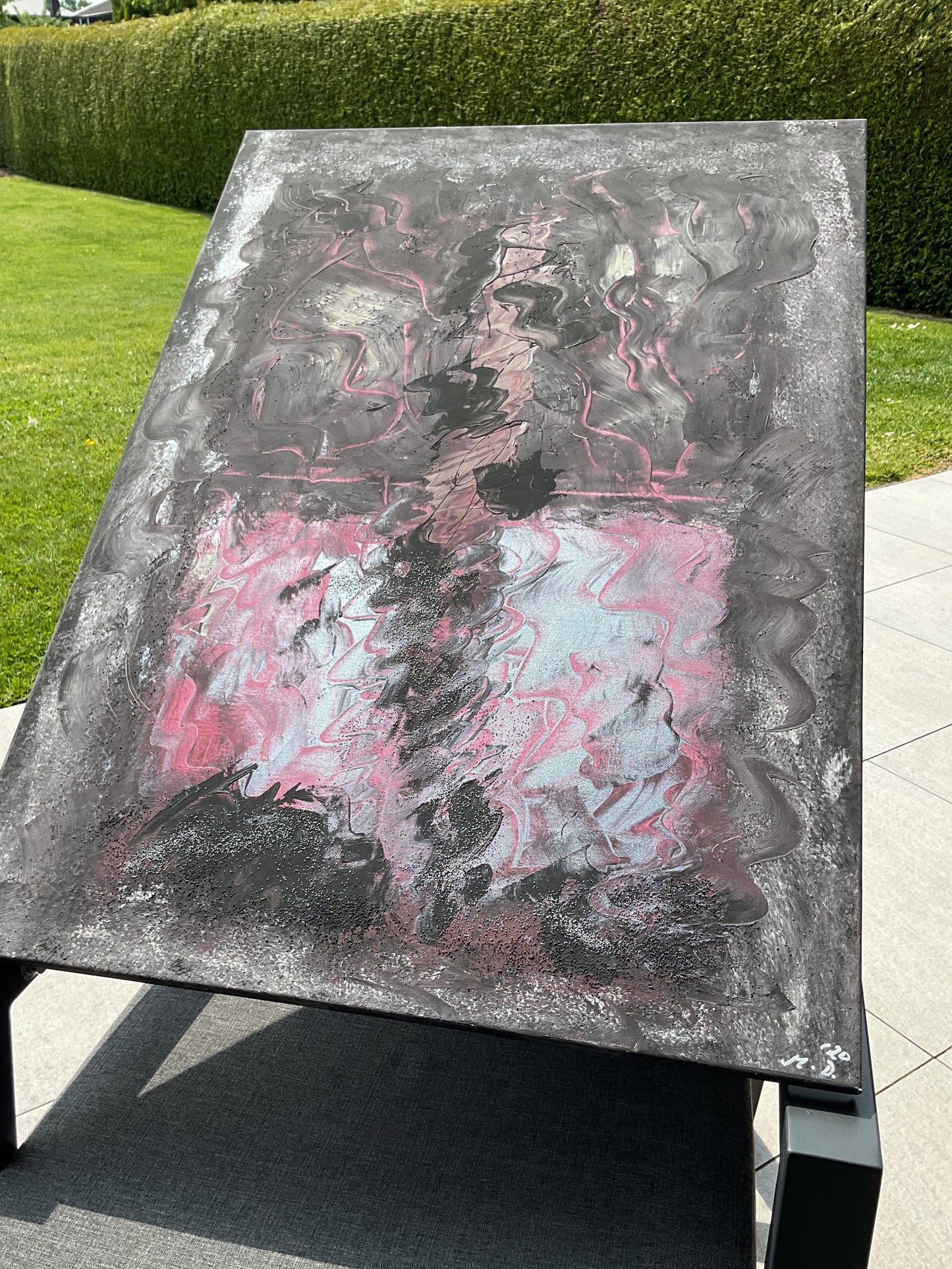Abstraktes Acrylgemälde "Aschenrosen" – handgemalt, Unikat, signiert | AcrylSeele