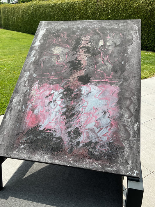 Abstraktes Acrylgemälde "Aschenrosen" – handgemalt, Unikat, signiert | AcrylSeele