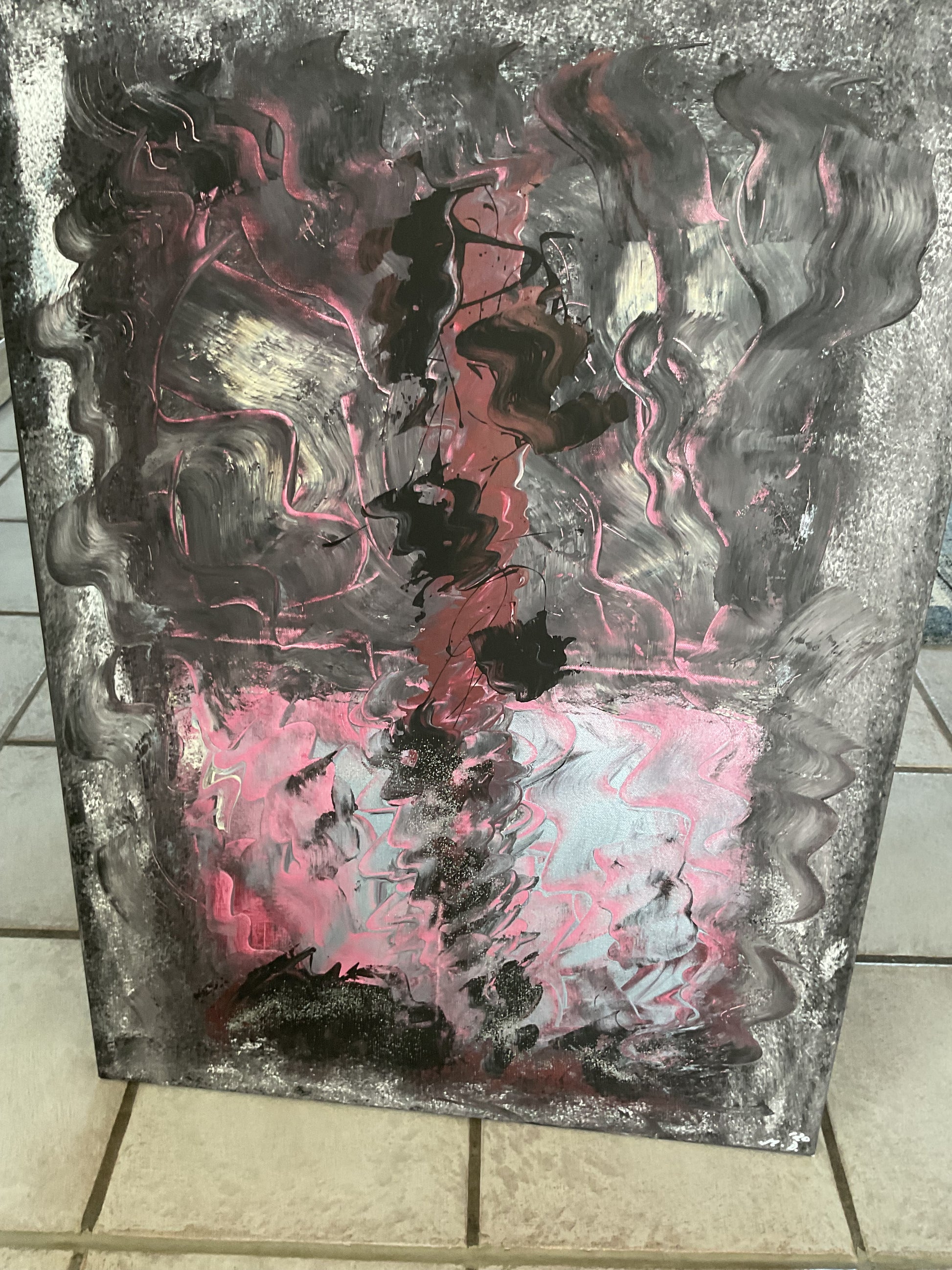 Abstraktes Acrylgemälde "Aschenrosen" – handgemalt, Unikat, signiert | AcrylSeele