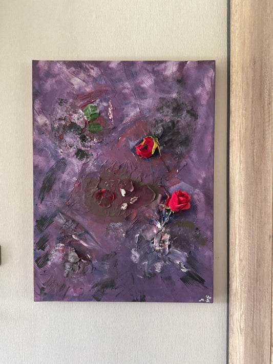 Abstraktes Acrylgemälde "Wer die Rose liebt, erträgt auch ihren Dorn!" – handgemalt, Unikat, signiert | AcrylSeele