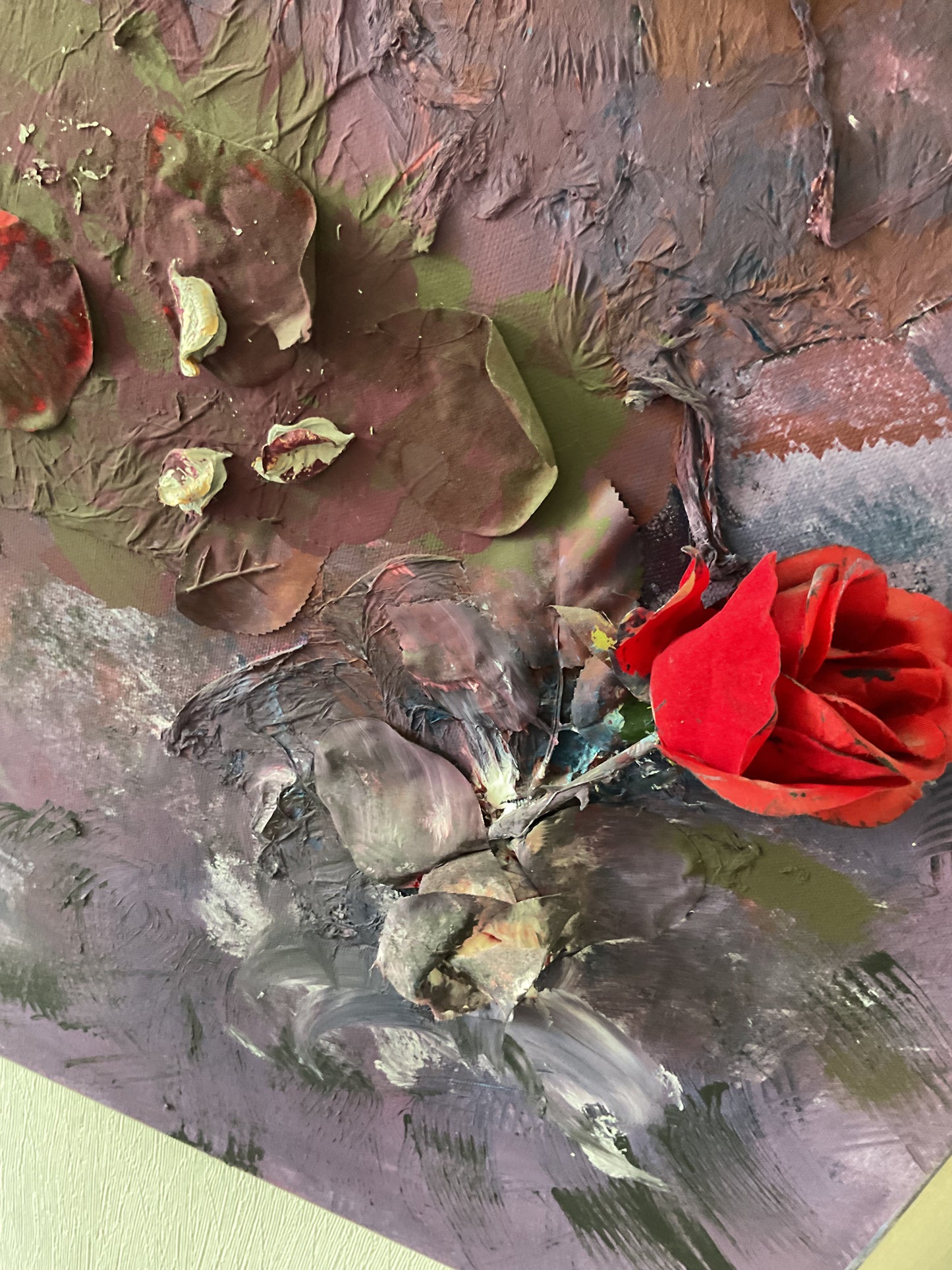 Abstraktes Acrylgemälde "Wer die Rose liebt, erträgt auch ihren Dorn!" – handgemalt, Unikat, signiert | AcrylSeele