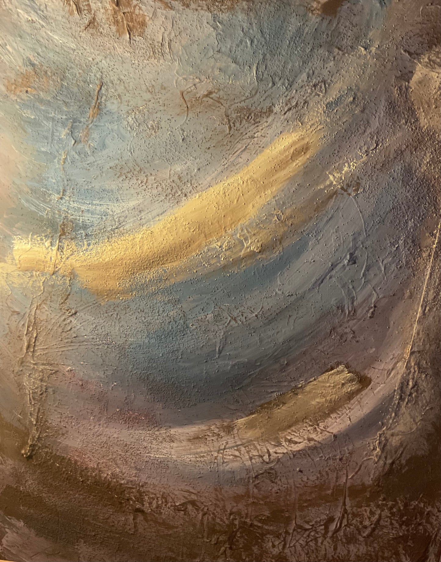 Detailaufnahme "Erosion" – Strukturpaste und Farbschichten in Blau und Beige | AcrylSeele
