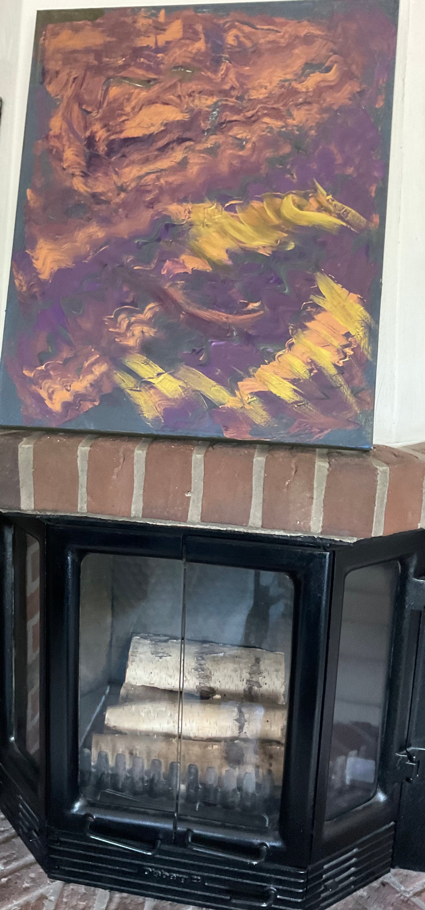 Flammenspiel – Acrylgemälde in Gold und Kupfer, 60x50 cm, AcrylSeele
