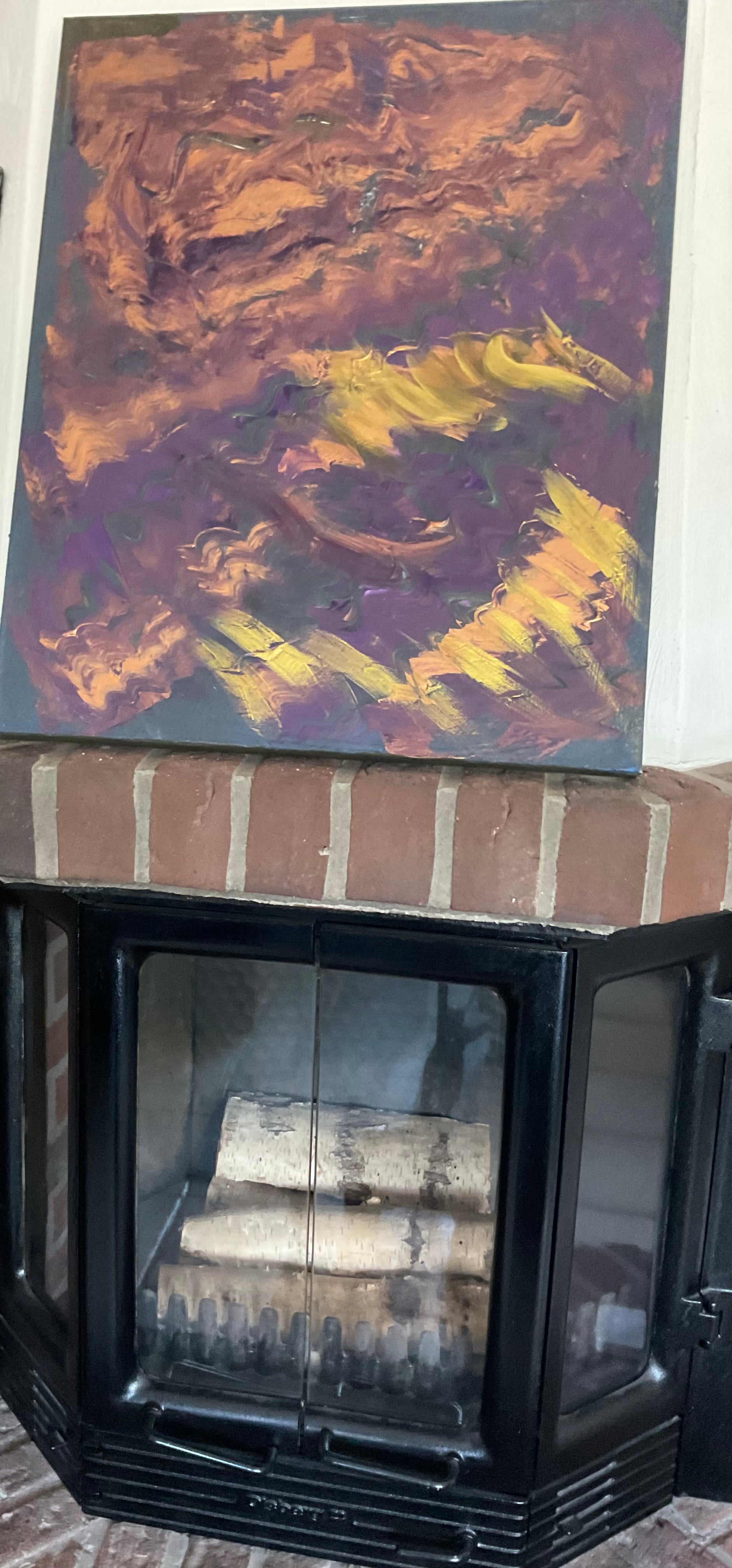 Flammenspiel – Acrylgemälde in Gold und Kupfer, 60x50 cm, AcrylSeele