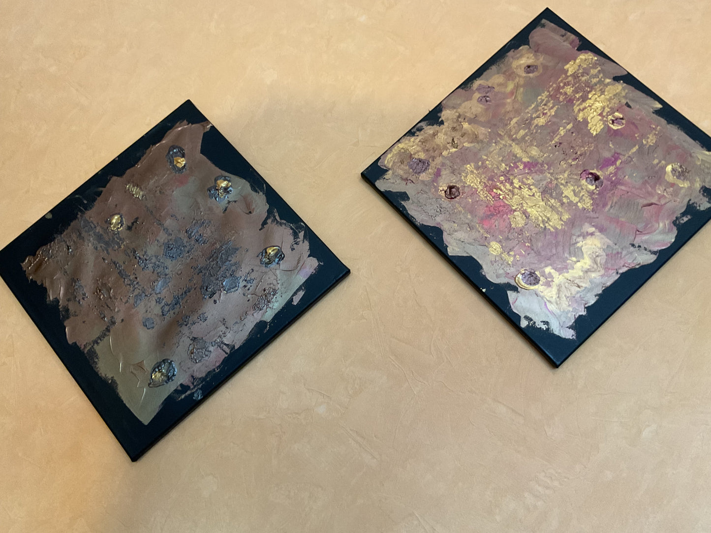 „Kupferne Stille" – Abstraktes Acryl-Diptychon | 2-teiliges Set