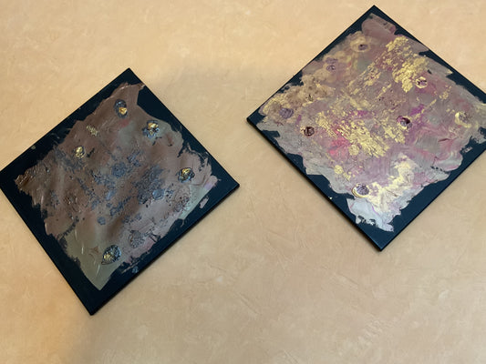 „Kupferne Stille" – Abstraktes Acryl-Diptychon | 2-teiliges Set